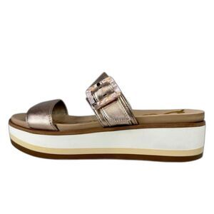 Sam Edelman Agustine Leather Platform Slide Sandals Rose Gold Size 8 Euro Summer